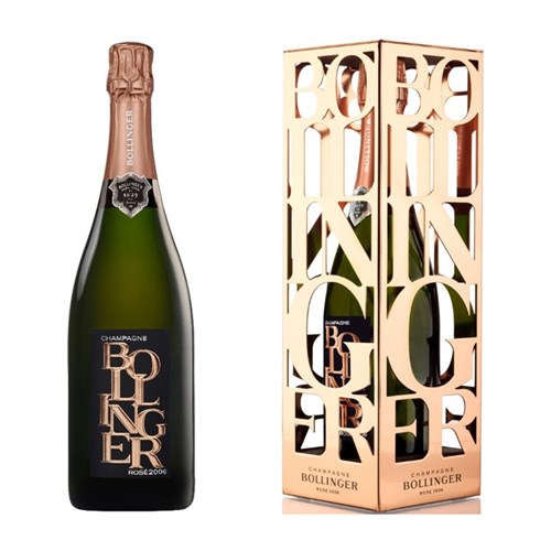 Bollinger Rose Champagne Vintage 2006 in Rose Gold Gift Cage - Delivered to Your Door